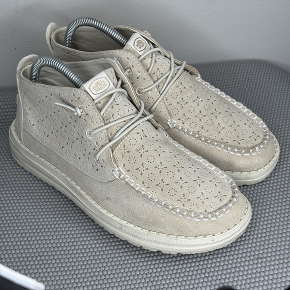 Hey Dude Shoes - Hey Dude Women's Size 8 Wendy Mid Suede Boho Ivory Lightweight Comfort Shoes